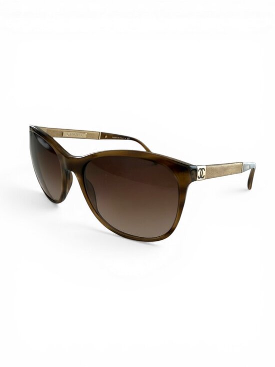 Authentic CHANEL Brown Tortoise Frame Wayfarer Cat-Eye Sunglasses 5185 main image 8